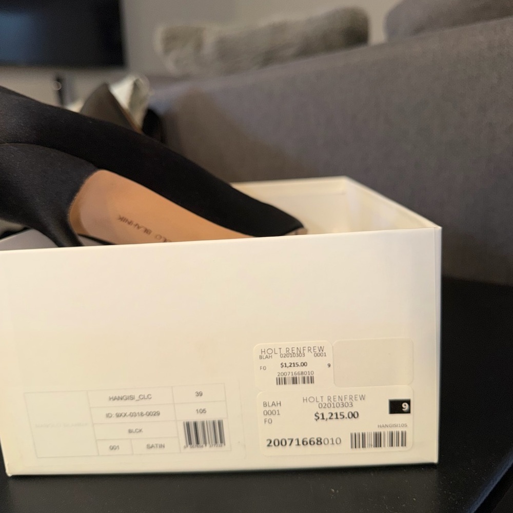 Manolo Blahnik Black Satin Heels with Embellishments - Picture 4 of 5